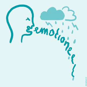 Een emotionele stem illustratie - serie van zes verkeerde stemmen - stemgebruik.nl van Anke Boereboom